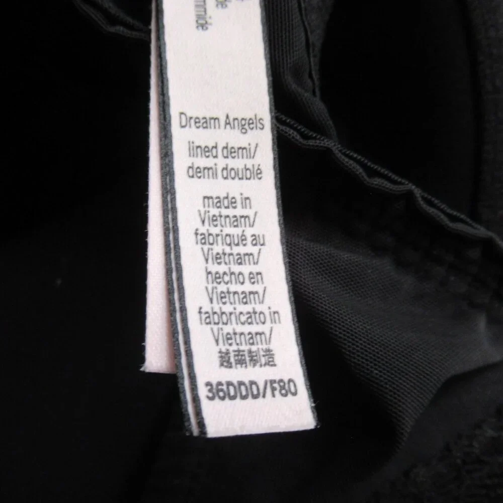 Victorias Secret Bra 36DDD Black Lace Dream Angels Lined Demi Underwire - Picture 7 of 7